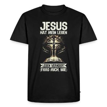 Service d’adoration des croyants catholiques chrétiens de Jésus - T-shirt Premium bio Homme - noir - Devant - Nico (187cm)