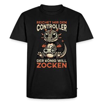 Il me tend la manette que le roi veut jouer - T-shirt Premium bio Homme - noir - Devant - Nico (187cm)