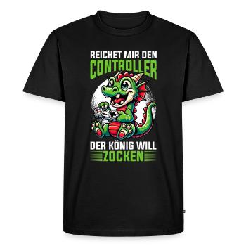 Il me tend la manette que le roi veut jouer - T-shirt Premium bio Homme - noir - Devant - Nico (187cm)