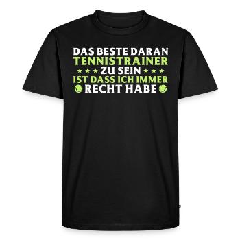 Tennis Trainer hat immer recht Tennistrainer - Männer Premium Bio T-Shirt - Schwarz - Vorne - Nico (187cm)