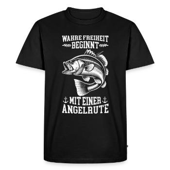 Pêcheur Canne à pêche Drôle Pêcheur Hobby Pêcheur - T-shirt Premium bio Homme - noir - Devant - Nico (187cm)