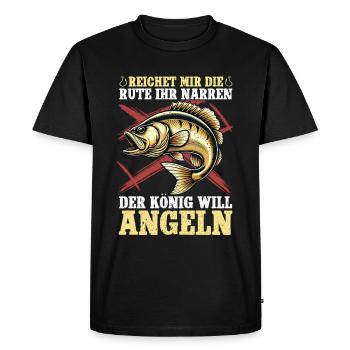 Pêcheur Canne à pêche Drôle Pêcheur Hobby Pêcheur - T-shirt Premium bio Homme - noir - Devant - Nico (187cm)