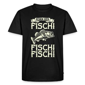 Pêcheur Canne à pêche Drôle Pêcheur Hobby Pêcheur - T-shirt Premium bio Homme - noir - Devant - Nico (187cm)