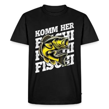 Pêcheur Canne à pêche Drôle Pêcheur Hobby Pêcheur - T-shirt Premium bio Homme - noir - Devant - Nico (187cm)
