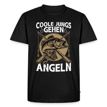 Pêcheur Canne à pêche Drôle Pêcheur Hobby Pêcheur - T-shirt Premium bio Homme - noir - Devant - Nico (187cm)