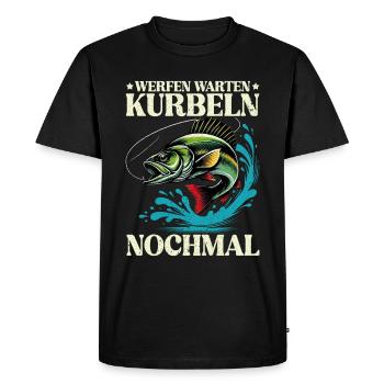 Pêcheur Canne à pêche Drôle Pêcheur Hobby Pêcheur - T-shirt Premium bio Homme - noir - Devant - Nico (187cm)
