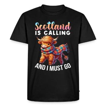 Scottish Highland Cow Scotland Farm - Herre Premium økologisk T-shirt - sort - Foran - Nico (187cm)