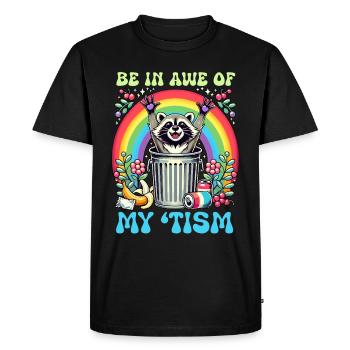 Soyez en admiration devant mes ratons laveurs autistes - T-shirt Premium bio Homme - noir - Devant - Nico (187cm)