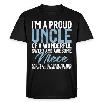 Best Uncle Proud Uncle Quote Humor - Men's Premium Organic T-Shirt - black - Front - Nico (187cm)
