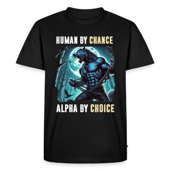 Humain Par hasard Alpha Par choix Loup-garou - T-shirt Premium bio Homme - noir - Devant - Nico (187cm)