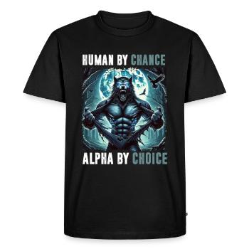 Humain Par hasard Alpha Par choix Loup-garou - T-shirt Premium bio Homme - noir - Devant - Nico (187cm)