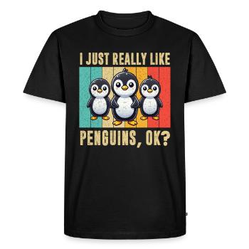 Penguins Bird Lover Penguin Enthusiast - Men's Premium Organic T-Shirt - black - Front - Nico (187cm)