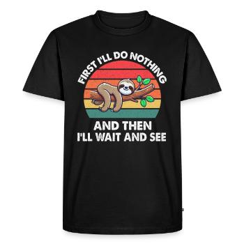 Paresseux, Amoureux des animaux, Amoureux des paresseux, Paresseux - T-shirt Premium bio Homme - noir - Devant - Nico (187cm)