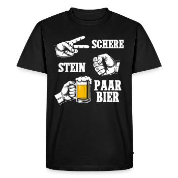 Ciseaux Pierre Bière Couple Amateurs de bière Buveurs de bière - T-shirt Premium bio Homme - noir - Devant - Nico (187cm)
