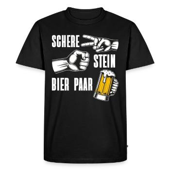 Ciseaux Pierre Bière Couple Amateurs de bière Buveurs de bière - T-shirt Premium bio Homme - noir - Devant - Nico (187cm)