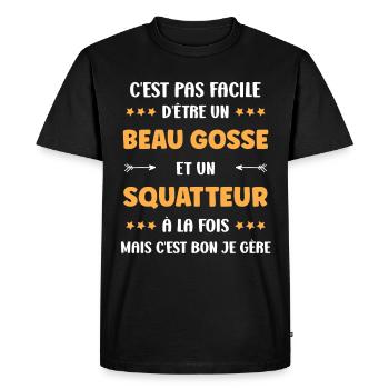 squatteur - T-shirt Premium bio Homme - noir - Devant - Nico (187cm)
