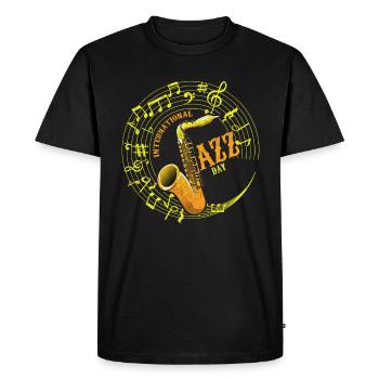 Jazz Musique Saxophone Saxophonistes Musiciens - T-shirt Premium bio Homme - noir - Devant - Nico (187cm)
