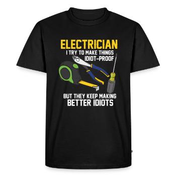 Électricien Électriciens Électricien Papa Disant - T-shirt Premium bio Homme - noir - Devant - Nico (187cm)