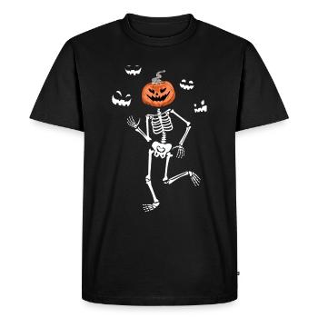 Funny Dancing Skeleton Halloween Ballerina - Men's Premium Organic T-Shirt - black - Front - Nico (187cm)