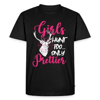 Les filles chassent aussi seulement plus joli cadeau de chasse de chasseresse - T-shirt Premium bio Homme - noir - Devant - Nico (187cm)
