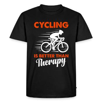 Cycling is better than therapy - Men's Premium Organic T-Shirt - black - Front - Nico (187cm)