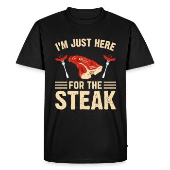 Ici pour les steaks Grillmeister Grillparty BBQ - T-shirt Premium bio Homme - noir - Devant - Nico (187cm)