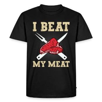 Steak Grillmeister BBQ Légumes Bœuf - T-shirt Premium bio Homme - noir - Devant - Nico (187cm)