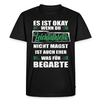 Spruch leichtathletik Mann & Frau & Kinder - Männer Premium Bio T-Shirt - Schwarz - Vorne - Nico (187cm)