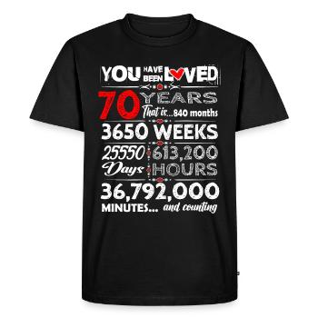 Doux anniversaire 70 ans tenue pour anniversaire - T-shirt Premium bio Homme - noir - Devant - Nico (187cm)