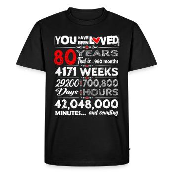 Doux anniversaire 80 ans tenue pour anniversaire - T-shirt Premium bio Homme - noir - Devant - Nico (187cm)