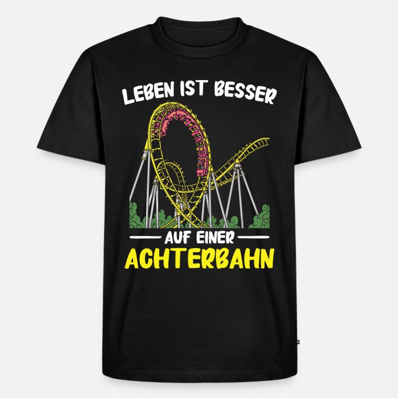 Achterbahn Freizeitpark Roller Coaster - Männer Premium Bio T-Shirt - Schwarz