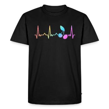 Cerise Fruit Cerises Cerise - T-shirt Premium bio Homme - noir - Devant - Nico (187cm)