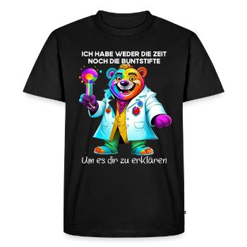 Ich habe weder die Zeit noch die Buntstifte - Männer Premium Bio T-Shirt - Schwarz - Vorne - Nico (187cm)