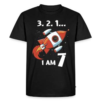 Cadeau 7 ans anniversaire garçon ou fille - T-shirt Premium bio Homme - noir - Devant - Nico (187cm)