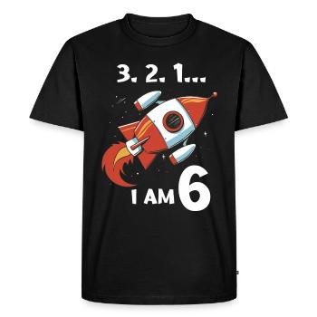 Cadeau 6 ans anniversaire garçon ou fille - T-shirt Premium bio Homme - noir - Devant - Nico (187cm)