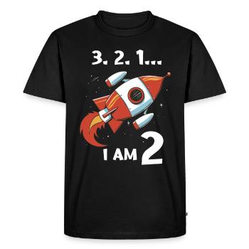 Cadeau 2 ans anniversaire garçon ou fille - T-shirt Premium bio Homme - noir - Devant - Nico (187cm)