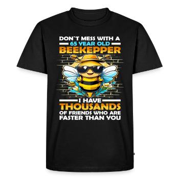 65 years old don't mess with a beekeeper birthday - Men's Premium Organic T-Shirt - black - Front - Nico (187cm)