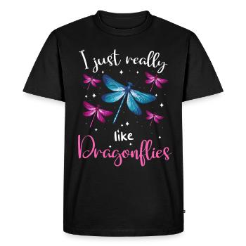 Dragonfly Dragonflies Insects Nature - Men's Premium Organic T-Shirt - black - Front - Nico (187cm)