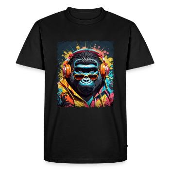 Gorille singe art animalier je cool mignon - T-shirt Premium bio Homme - noir - Devant - Nico (187cm)