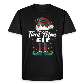 fatigué maman elfe drôle famille noël noël - T-shirt Premium bio Homme - noir - Devant - Nico (187cm)