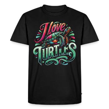 Turtle Sea Turtle Turtle Animal - Men's Premium Organic T-Shirt - black - Front - Nico (187cm)