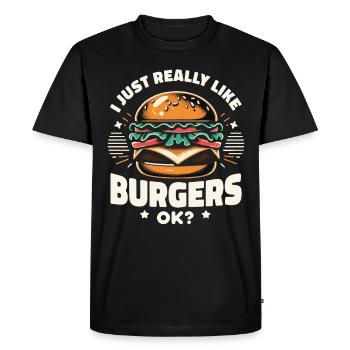 Burger Fast Food Hamburger Cheesburger Burgers - Men's Premium Organic T-Shirt - black - Front - Nico (187cm)