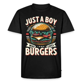 Burger Fast Food Hamburger Cheesburger Burgers - Men's Premium Organic T-Shirt - black - Front - Nico (187cm)