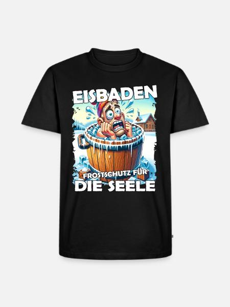 Eisbaden Winterbaden Lustig - Männer Premium Bio T-Shirt - Schwarz