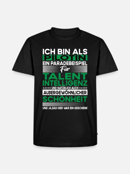 Pilotin Bescheiden - Lustiger Spruch - Männer Premium Bio T-Shirt - Schwarz