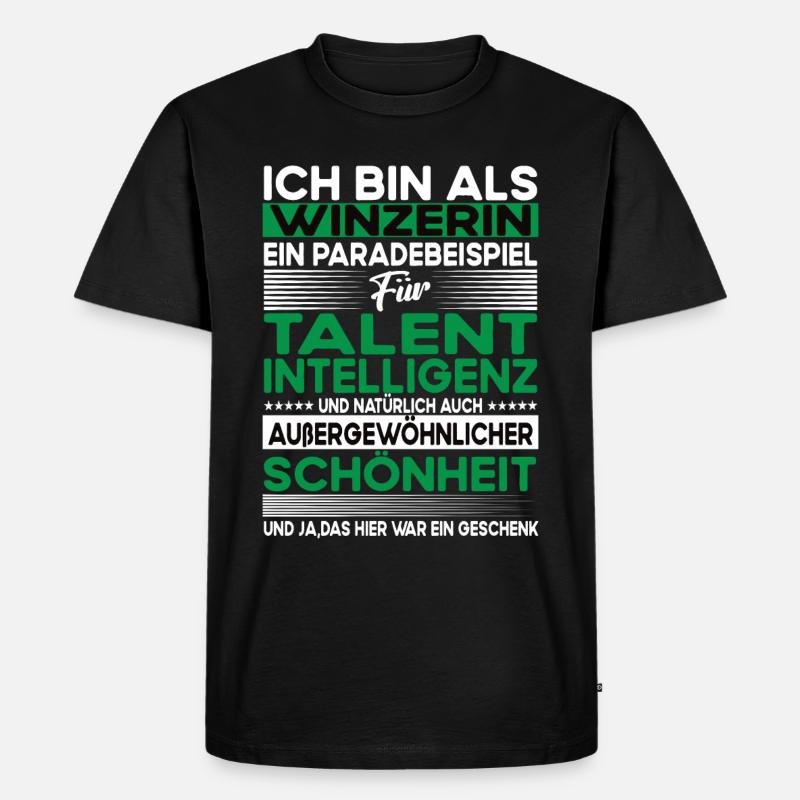 Winzerin Bescheiden - Lustiger Spruch - Männer Premium Bio T-Shirt - Schwarz