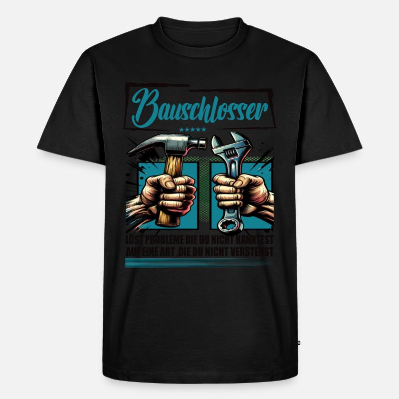 Bauschlosser Beruf mit lustigen Spruch - Männer Premium Bio T-Shirt - Schwarz