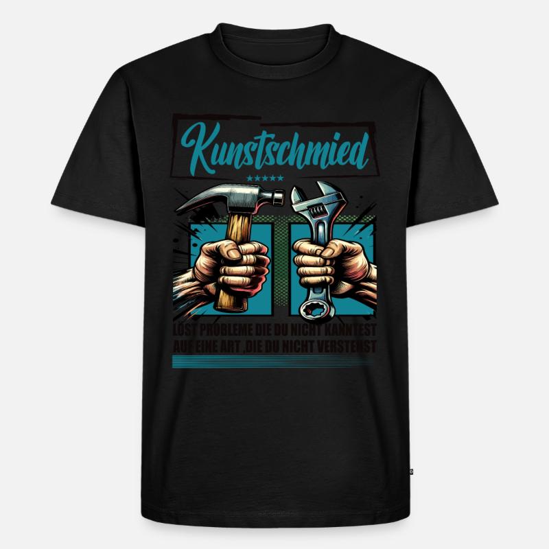 Kunstschmied Beruf mit lustigen Spruch - Männer Premium Bio T-Shirt - Schwarz