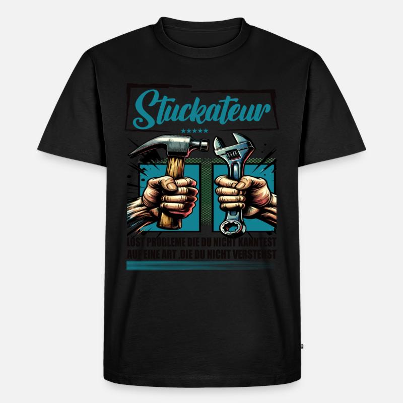 Stuckateur Beruf mit lustigen Spruch - Männer Premium Bio T-Shirt - Schwarz