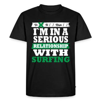 Surf Ma relation sérieuse drôle - T-shirt Premium bio Homme - noir - Devant - Nico (187cm)